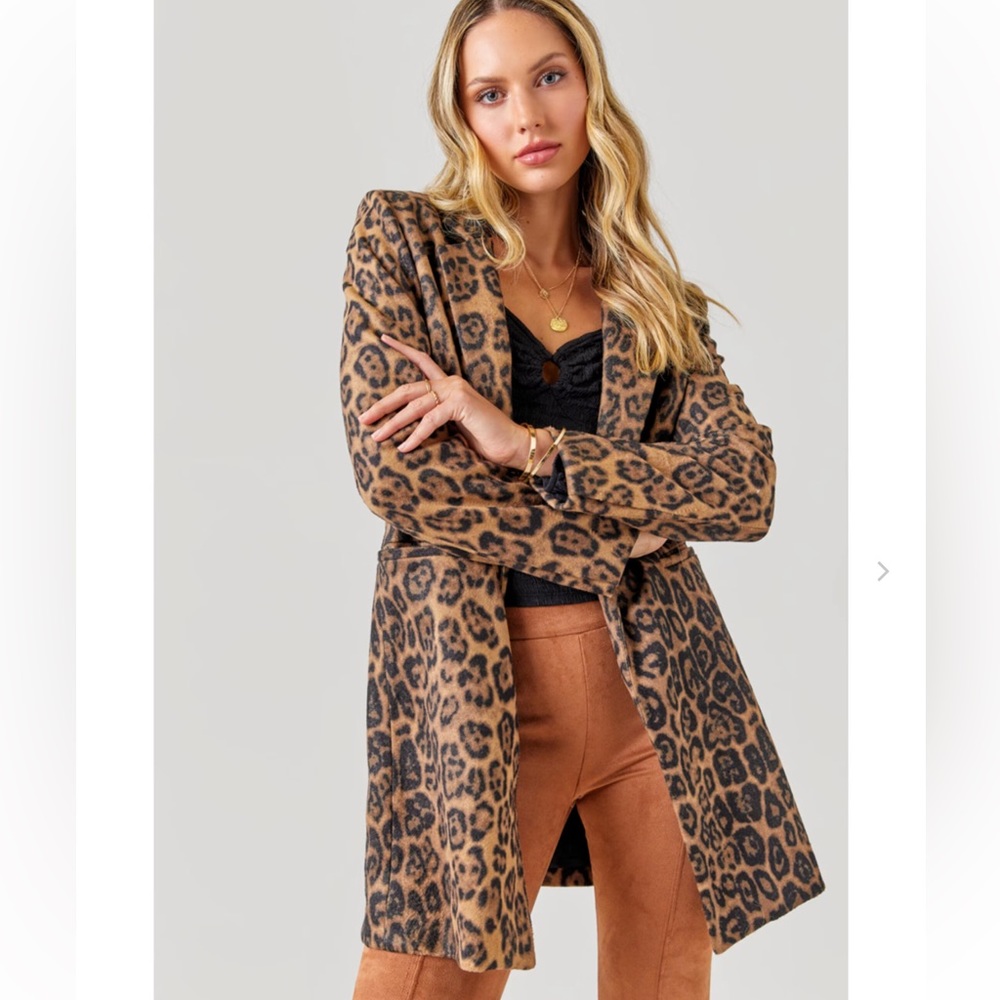 Ada Leopard Long Coat by Francesca’s